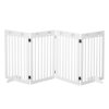 PawHut Freestanding Pet Gate 4 Panel Dog Barrier Folding Safety Fence with Support Feet up to 204cm Long 75cm Tall for Doorway Stairs, White