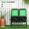 Outsunny Dual Chamber Garden Compost Bin, 130L Rotating Composter, Compost Maker with Ventilation Openings and Steel Legs, Green and Black