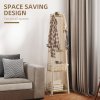 HOMCOM Coat Rack with Storage, Freestanding Coat Stand with 8 Hooks and 3-Tier Shelf, Clothes Rack for Bedroom, Entryway