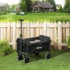 Outsunny 41L Festival Trolley on Wheels, Small Garden Folding Trolley Cart, 60kg Heavy Duty Collapsible Folding Wagon with Adjustable Handle and Carrying Bag for Beach, Camping, Festival, Black