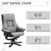 HOMCOM Recliner Chair With Footstool, Swivel Lounge Armchair, 135° Reclining Chair With Soft Padded Seat and Armrest For Living Room, Bedroom, Grey
