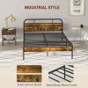 HOMCOM 4ft6 Double Bed Frame with Headboard, Platform Bed Frame with Underbed Storage, Slat Support, No Box Spring Needed, Easy Assembly, Rustic Brown