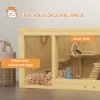 PawHut Wooden Hamster Cage with Water Bottle, Small Animal Exercise Play House with Platforms, Openable Roof, Sliding Tray, Hut, Seesaws, Natural Wood Finish