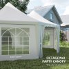 Outsunny 6.8 x 5m Octagonal Marquee Gazebo, Heavy Duty Wedding Party Tent with Sides and Doors, White