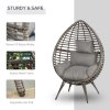 Outsunny Garden Egg Chair, Teardrop Outdoor PE Rattan Chair with Full-body Soft Padded Cushion, Mixed Grey