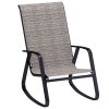 Outsunny Garden Rocking Chair, Ergonomic Outdoor Rocking Chair with Armrests, High Backrest, Steel Frame Relaxing Rocker Armchair Seat for Patio, Balcony, Porch, Light Brown