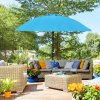 Outsunny 2.5m Shanghai Garden Parasol Umbrella with Crank & Tilt, Adjustable Outdoor Sun Shade, Blue
