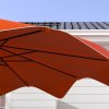 Outsunny 3(m) Garden Parasol Umbrella with 32 Solar LED Lights and Tilt, Outdoor Market Table Umbrella Sun Shade Canopy with Crank, 8 Ribs, Orange
