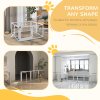 PawHut Freestanding Pet Gate, 8 Panels Dog Playpen, Foldable Dog Barrier with 2 Pcs Support Feet, for House, Doorway, Stairs, Small and Medium Dogs - White
