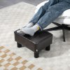 HOMCOM Faux Leather Footstool, Small Foot Rest, Rectangle Sofa Stool for Bedroom Living Room, Brown