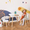 HOMCOM Kids Table and Chair Set, 3-Piece Childrens Table and Chair Set with 2 Bear-Shaped Chairs, for Playroom, Nursery, Living Room, White