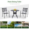 Outsunny 85cm Round Garden Dining Table with 46.5mm Dia. Umbrella Hole, Cast Aluminium Outdoor Dining Table, Grid Motif Outdoor Table for Garden, Patio, Porch, Black