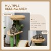 PawHut Cat Tree, 72cm Cat Scratching Post with Bed, Kitty Activity Centre, Cat Climbing Tower with Ball Toy Curved Scratching Pad, Brown