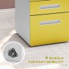 Vinsetto Lockable File Cabinet with 3 Drawers, Vertical Office Drawer for A4, Letter, Legal Size, Anti-tilt Design, Pre-Assembled Body, Yellow