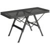 Outsunny 3 ft Folding Camping Table w/ Adjustable Heights, Portable Lightweight Outdoor Folding Picnic Table with Metal Mesh Desktop & Aluminium Legs for Picnic, Garden, Party, Black