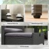 Outsunny 5 Piece Rattan Garden Furniture Set, Wicker Patio Conversation Set with 2 Chairs, 2-Tier Coffee Table, 2 Ottomans and Thick Cushions for Outdoor, Balcony, Bistro, Porch, Grey