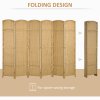 HOMCOM 6 Panel Folding Room Divider, Freestanding Privacy Screen for Living Room, Bedroom and Office, 240 x 170cm, Natural
