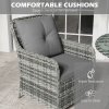 Outsunny 4 Seater Rattan Dining Set with Parasol, Luxury Rattan Garden Furniture Set with Seat and Back Cushions, Outdoor Table and Chairs, Round Glass Top Table