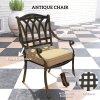 Outsunny 7 Pieces Cast Aluminium Garden Dining Set, 6 Seater Garden Table and Chairs with Parasol Hole, Outdoor Garden Furniture Set with Cushions for Patio, Bronze Tone