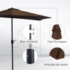 Outsunny 2.7m Garden Half Parasol, Outdoor Balcony Umbrella with 5 Steel Ribs, Patio Sun Shade, Brown