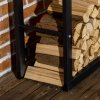 HOMCOM Metal Firewood Log Holder Tall Firewood Rack Indoor Outdoor Fireplace Wood Storage Shelf with Side Rails, Rust-Resistant, Black, 60W x 25D x 150H cm