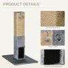 PawHut Cat Tree Scratching Post for Indoor Cats 79cm Jute Scratcher Climber w/ Carpet Base Dangling Toy - Grey