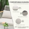 Outsunny 4 Pieces Rattan Garden Furniture Set, Metal Frame Outdoor Furniture Sofa Set with Cushions, Pillows & Tempered Glass Top Table, Wicker Garden Sofa for Conservatory, Patio, Grey