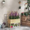 Outsunny Wooden Raised Planter with Trellis for Vine Climbing Plants, Elevated Garden Bed with Drainage Holes and Bed Liner for Vegetables, Flowers, Herbs, 105 x 45 x 140cm, Natural