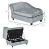 PawHut Dog Sofa with Storage, Pet Chair for Small Dogs, Cat Couch with Soft Cushion, Light Grey, 76 x 45 x 43 cm
