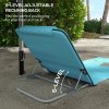 Outsunny Set of 2 Foldable Garden Beach Chair Mat Lightweight Outdoor Sun Lounger Seats Adjustable Back Metal Frame PE Fabric Head Pillow w/ Carry Bag, Light Blue