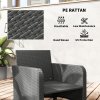 Outsunny 5 Piece Rattan Garden Furniture Set, Wicker Patio Conversation Set with 2 Chairs, 2-Tier Coffee Table, 2 Ottomans and Thick Cushions for Outdoor, Balcony, Bistro, Porch, Grey