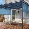 Outsunny 4 Piece Rattan Garden Furniture, 4 Seater Rattan Sofa Set, Round Wicker Rope Patio Conversation Set with 2 Armchairs, Loveseat, Glass Top Coffee Table and Cushions for Outdoor, Balcony, Grey