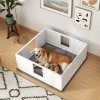 PawHut Whelping Box for Dogs, Dog Whelping Box Dog Playpen Fence Exercise Play Pen with Waterproof Washable Whelping Pad, Adjustable Entrance, Non-Slip Pads, for Large Dogs and Puppies, 124 x 120cm