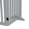 PawHut Freestanding Pet Gate 4 Panel Dog Barrier Folding Safety Fence with Support Feet up to 204cm Long 75cm Tall for Doorway Stairs, Grey