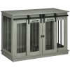 PawHut Dog Crate Furniture for Large Dog, Double Dog Cage for Small Dogs with Divider, Sliding Doors - Grey