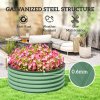 Outsunny Galvanised Raised Garden Bed with Safety Edging, Outdoor Raised Planter Box with Gloves and Open Bottom, Metal Raised Bed for Flowers, Vegetables and Herbs, 120 x 120 x 43cm, Light Green