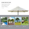 Outsunny 4.4m Double-Sided Sun Umbrella Garden Parasol Patio Sun Shade Outdoor with LED Solar Light, NO BASE INCLUDED, Cream White