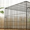 PawHut Dog Crate, Folding Metal Dog Cage with Two Doors, Tray, Soft Cushion, for Large Dogs, 91 x 62 x 68 cm, Black