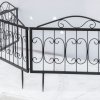 Outsunny Decorative Garden Fencing, 4PCs Outdoor Picket Fence Panels, Rustproof Metal Wire Landscape Flower Bed Border Edging Animal Barrier, Black