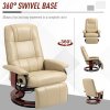 HOMCOM Manual Recliner Chair Armchair Sofa with Faux Leather Upholstered Wooden Base for Living Room Bedroom, Cream White