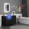 HOMCOM Bluetooth Bathroom Mirror with LED Lights, Illuminated Backlit Wall Mounted Vanity Mirror with 3 Colours Dimmable, Clock, Anti-Fog, Memory & Touch Switch, IP44