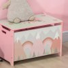 ZONEKIZ Toy Box, Kids Toy Chest with Lid, Safety Hinge, Cute Design - Pink