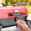 Outsunny Charcoal Barbecue Grill Folding BBQ Grill with 1232 cm? Cooking Area, Adjustable Vent, Thermometer, Handles for Camping Picnic, Red