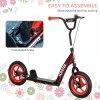 AIYAPLAY Kids Scooter, Big Wheel Kick Scooter with Adjustable Height Handlebar, Non-slip Footplate, Rear Brake, Kickstand, for Kids 6-12 Years Old, Red