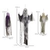 HOMCOM Life Size Hanging Skeleton Halloween Decorations, Set of 3 Scary Flying Ghost with Adjustable Arms for Haunted House, Garden, Party, 90/110/170cm