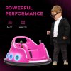 AIYAPLAY Angry Bird Licensed 12V Kids Bumper Car, 360 Rotation Waltzer Car with Joysticks, Remote Control, Music USB LED Lights, for 3-5 Years Old - Pink