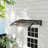Outsunny Front Door Canopy Outdoor Awning Aluminium Rigid Plastic Polycarbonate Rain Shelter UV Water Rain Resistant 100 x 75cm Brown