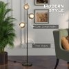 HOMCOM 3-Light Floor Lamp for Living Room with Glass Global Lampshade, Modern Standing Lamp for Bedroom, Bulb not Included, Grey