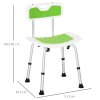 HOMCOM Shower Chair for the Elderly and Disabled, 6-Level Height Adjustable Shower Stool with Backrest, Curved Seat, Anti-slip Foot Pads and Shower Head Holder