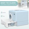 PawHut Cat Litter Tray with Hood Cat Litter Box with Front Entry, Top Exit, Drawer, Tray, Scoop, 38.5H x 52L x 41Wcm - Blue